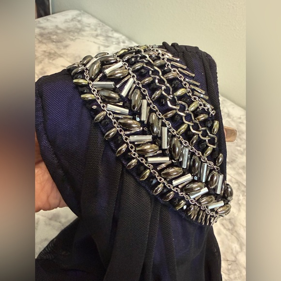 bebe One-Shoulder Purple Draped Top with Embellished Shoulder size Small - Picture 4 of 11